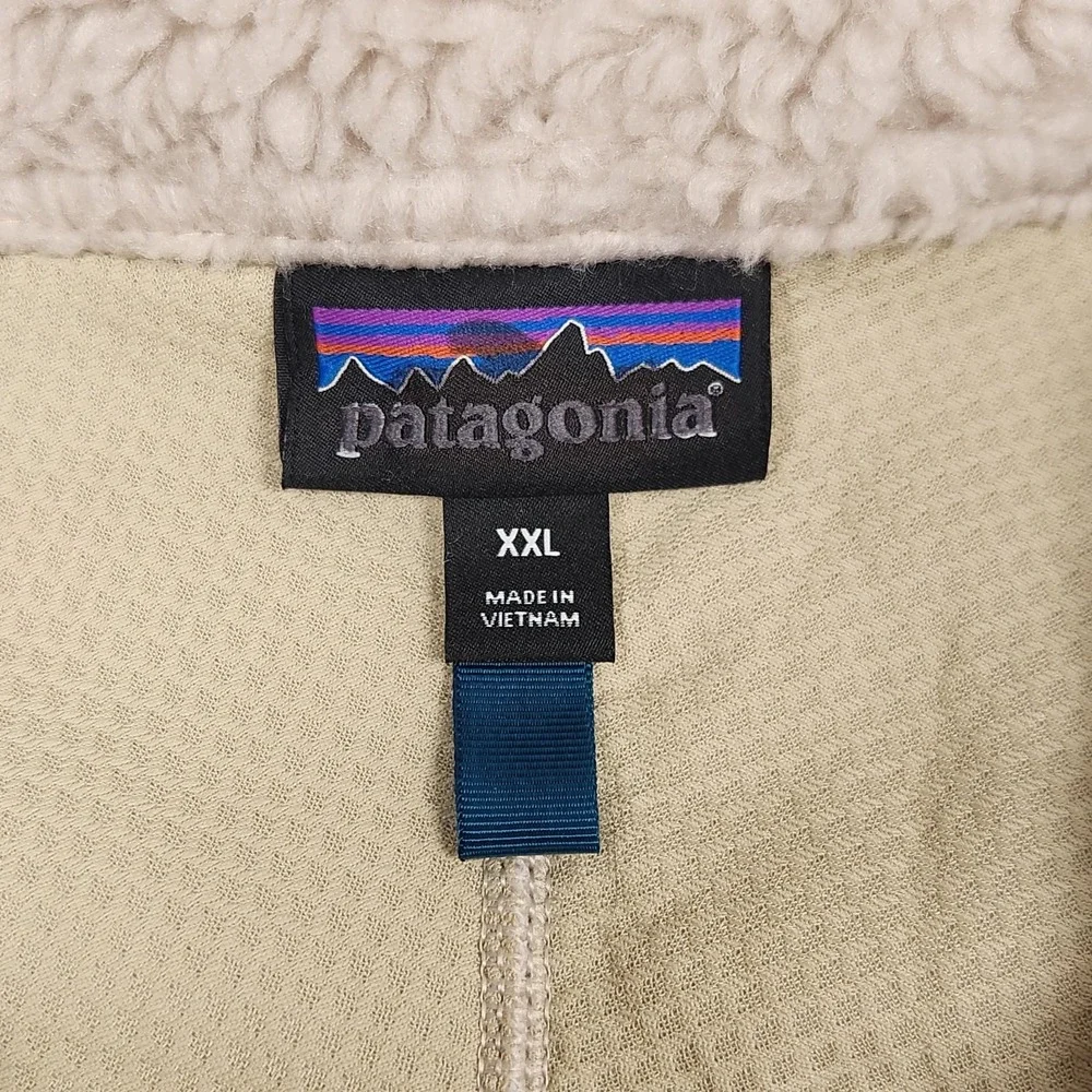 Patagonia Retro X Jacket Mens 2XL Natural Beige Oatmeal Deep Pile Fleece Outdoor - Picture 4 of 11